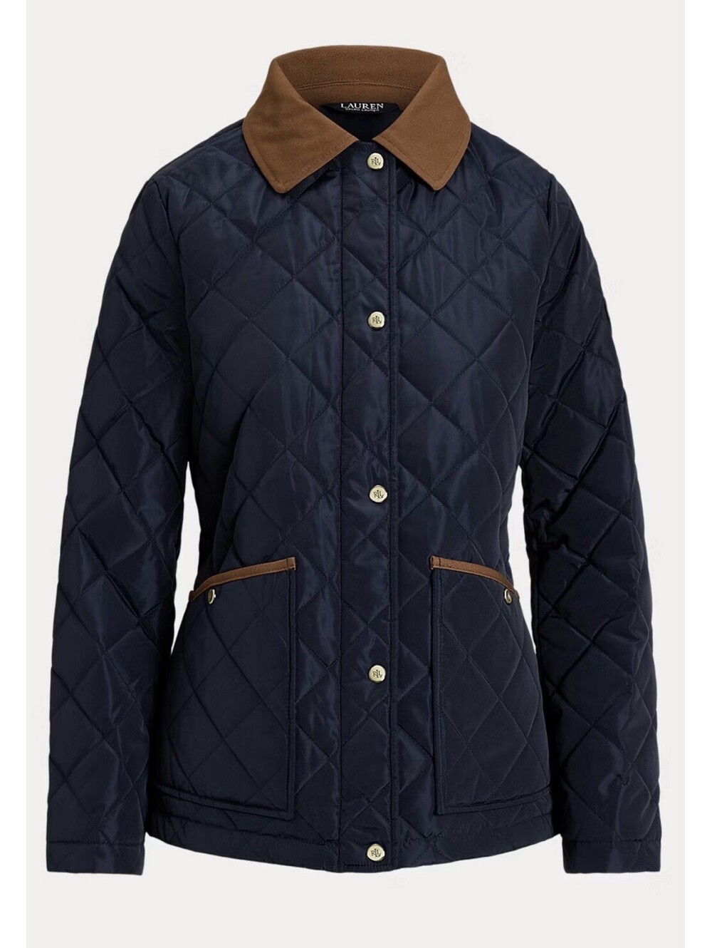 New Polo Ralph Lauren Twill-Trim Diamond-Quilted Barn Jacket In Navy Size S $298